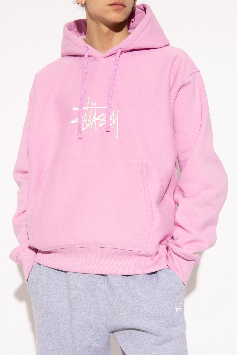 Pink stussy sale hoodie